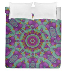 Water Garden Lotus Blossoms In Sacred Style Duvet Cover Double Side (queen Size) by pepitasart