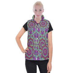 Water Garden Lotus Blossoms In Sacred Style Women s Button Up Vest by pepitasart