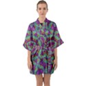 Water Garden Lotus Blossoms In Sacred Style Quarter Sleeve Kimono Robe View1