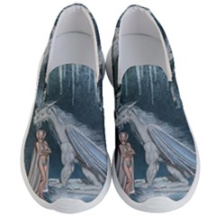 Wonderful Fairy With Ice Dragon Men s Lightweight Slip Ons by FantasyWorld7