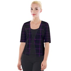 Purple And Black Tattersall Pattern Cropped Button Cardigan by PKHarrisPlace