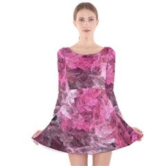 Pink Crystal Fractal Long Sleeve Velvet Skater Dress