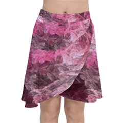 Pink Crystal Fractal Chiffon Wrap Front Skirt by bloomingvinedesign