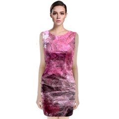 Pink Crystal Fractal Sleeveless Velvet Midi Dress