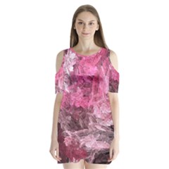 Pink Crystal Fractal Shoulder Cutout Velvet One Piece