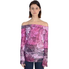 Pink Crystal Fractal Off Shoulder Long Sleeve Top by bloomingvinedesign