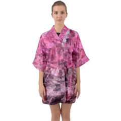 Pink Crystal Fractal Quarter Sleeve Kimono Robe by bloomingvinedesign