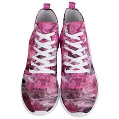 Pink Crystal Fractal Men s Lightweight High Top Sneakers by bloomingvinedesign