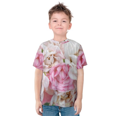 Pink And White Flowers Kids  Cotton Tee by bloomingvinedesign