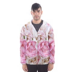 Pink And White Flowers Hooded Windbreaker (men)