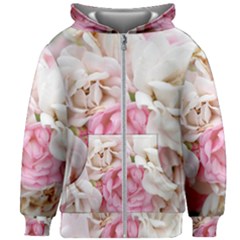 Pink And White Flowers Kids Zipper Hoodie Without Drawstring