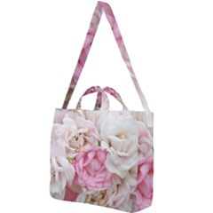 Pink And White Flowers Square Shoulder Tote Bag