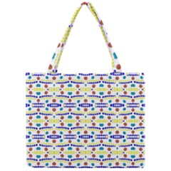 Retro Blue Yellow Brown Teal Dot Pattern Mini Tote Bag by BrightVibesDesign