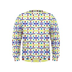 Retro Blue Yellow Brown Teal Dot Pattern Kids  Sweatshirt by BrightVibesDesign