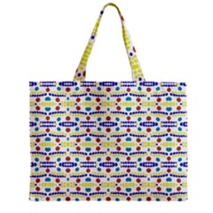 Retro Blue Yellow Brown Teal Dot Pattern Zipper Mini Tote Bag by BrightVibesDesign