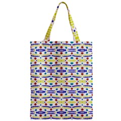 Retro Blue Yellow Brown Teal Dot Pattern Zipper Classic Tote Bag by BrightVibesDesign