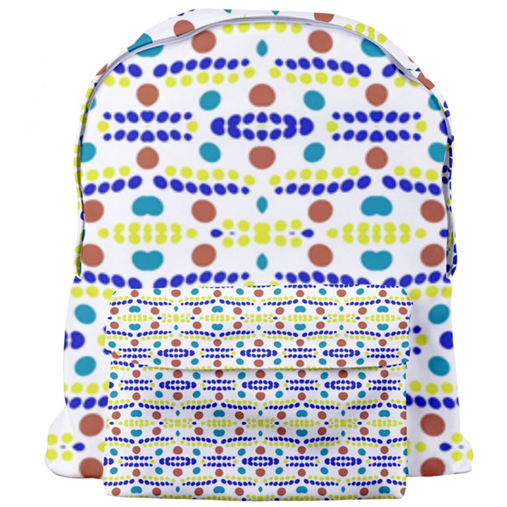 Retro Blue Yellow Brown Teal Dot Pattern Giant Full Print Backpack