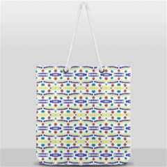 Retro Blue Yellow Brown Teal Dot Pattern Full Print Rope Handle Tote (large) by BrightVibesDesign