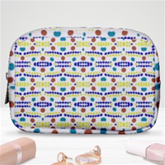 Retro Blue Yellow Brown Teal Dot Pattern Make Up Pouch (small)