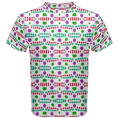 Retro Purple Green Pink Pattern Men s Cotton Tee by BrightVibesDesign