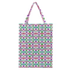 Retro Purple Green Pink Pattern Classic Tote Bag by BrightVibesDesign