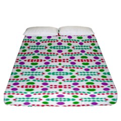 Retro Purple Green Pink Pattern Fitted Sheet (king Size) by BrightVibesDesign