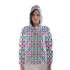 Retro Purple Green Pink Pattern Hooded Windbreaker (women)