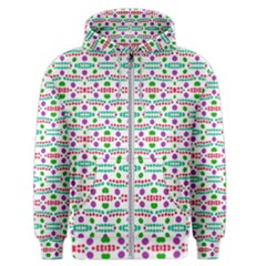 Retro Purple Green Pink Pattern Men s Zipper Hoodie by BrightVibesDesign