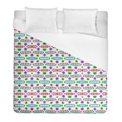 Retro Purple Green Pink Pattern Duvet Cover (full/ Double Size) by BrightVibesDesign