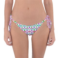 Retro Purple Green Pink Pattern Reversible Bikini Bottom by BrightVibesDesign