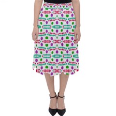 Retro Purple Green Pink Pattern Classic Midi Skirt by BrightVibesDesign