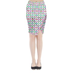 Retro Purple Green Pink Pattern Midi Wrap Pencil Skirt by BrightVibesDesign