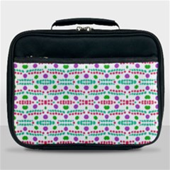 Retro Purple Green Pink Pattern Lunch Bag by BrightVibesDesign