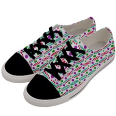 Retro Purple Green Pink Pattern Men s Low Top Canvas Sneakers by BrightVibesDesign