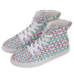 Retro Purple Green Pink Pattern Men s Hi-top Skate Sneakers by BrightVibesDesign