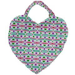 Retro Purple Green Pink Pattern Giant Heart Shaped Tote by BrightVibesDesign