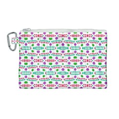 Retro Purple Green Pink Pattern Canvas Cosmetic Bag (large) by BrightVibesDesign