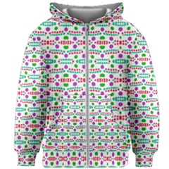 Retro Purple Green Pink Pattern Kids Zipper Hoodie Without Drawstring by BrightVibesDesign