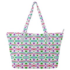 Retro Purple Green Pink Pattern Full Print Shoulder Bag by BrightVibesDesign