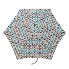 Retro Pink Green Blue Orange Dots Pattern Mini Folding Umbrellas by BrightVibesDesign