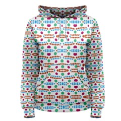 Retro Pink Green Blue Orange Dots Pattern Women s Pullover Hoodie by BrightVibesDesign