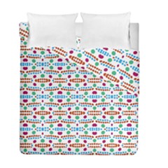 Retro Pink Green Blue Orange Dots Pattern Duvet Cover Double Side (full/ Double Size) by BrightVibesDesign