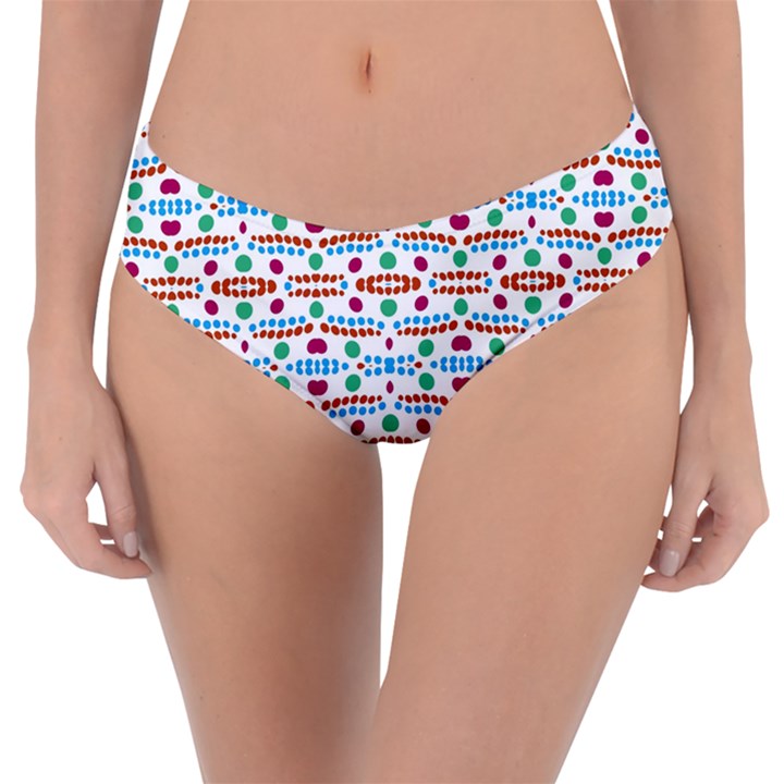 Retro Pink Green Blue Orange Dots Pattern Reversible Classic Bikini Bottoms