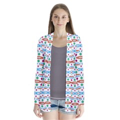 Retro Pink Green Blue Orange Dots Pattern Drape Collar Cardigan by BrightVibesDesign