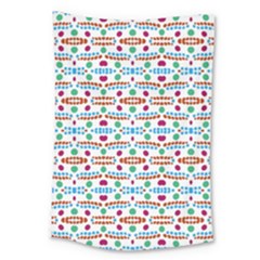 Retro Pink Green Blue Orange Dots Pattern Large Tapestry by BrightVibesDesign