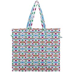 Retro Pink Green Blue Orange Dots Pattern Canvas Travel Bag by BrightVibesDesign