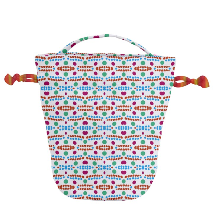 Retro Pink Green Blue Orange Dots Pattern Drawstring Bucket Bag