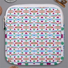 Retro Pink Green Blue Orange Dots Pattern Mini Square Pouch