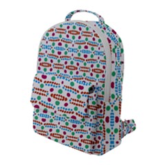 Retro Pink Green Blue Orange Dots Pattern Flap Pocket Backpack (large)