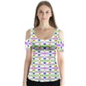 Retro Blue Purple Green Olive Dot Pattern Butterfly Sleeve Cutout Tee  View1